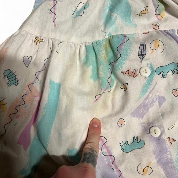 Amazing vintage 80s kids dress pastel abstract pattern - Picture 3 of 4
